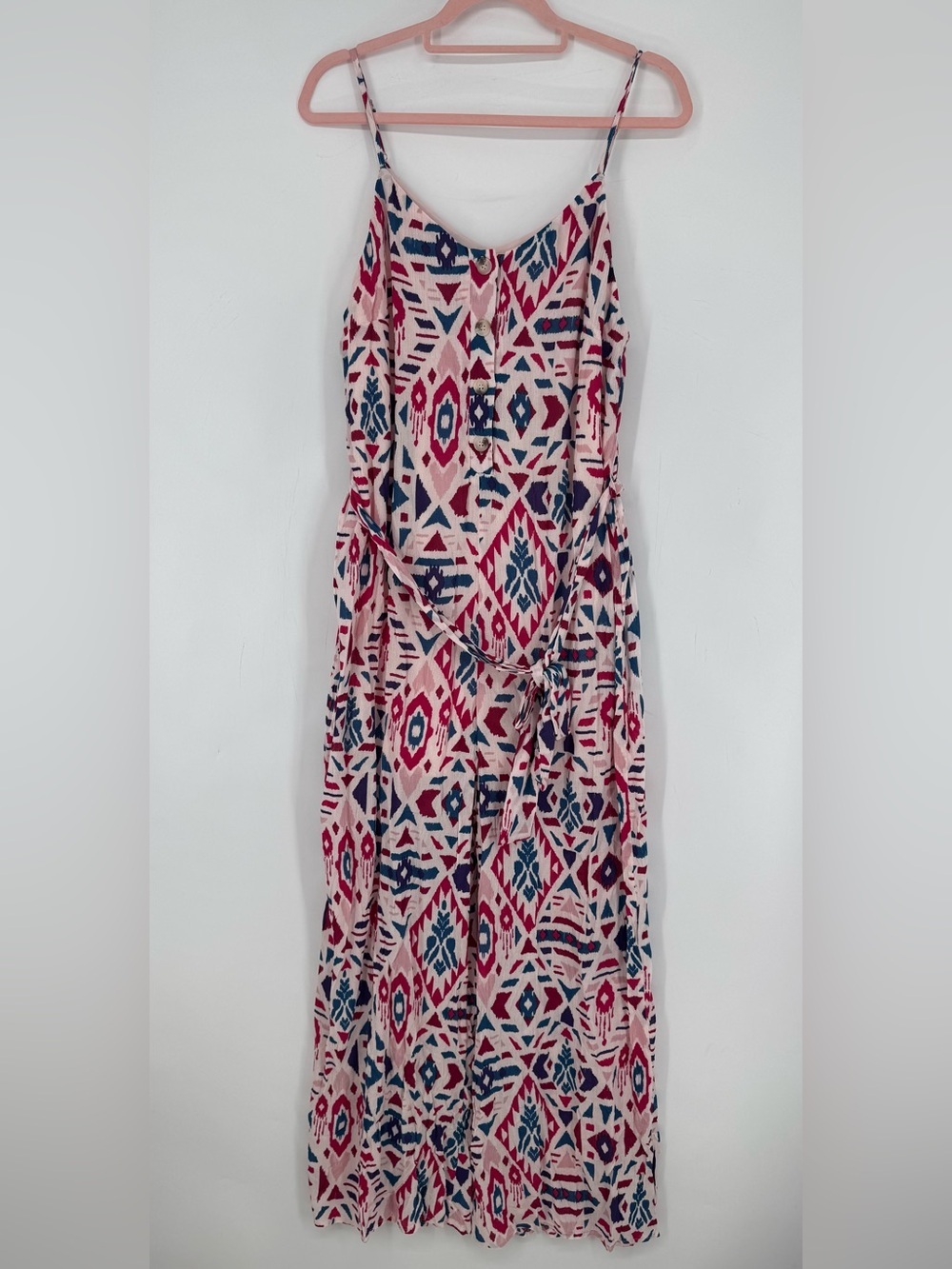 Emily Wonder Boutique Festival Boho Geometric Aztec Print Jumpsuit Size Medium
